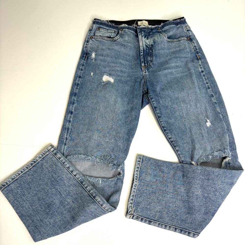 Alice + Olivia Amazing Removed Waistband Genevive High Waist Straight Leg Jeans